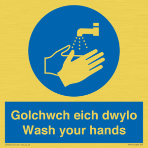 golchwch eich dwylo / wash your hands - safety sign